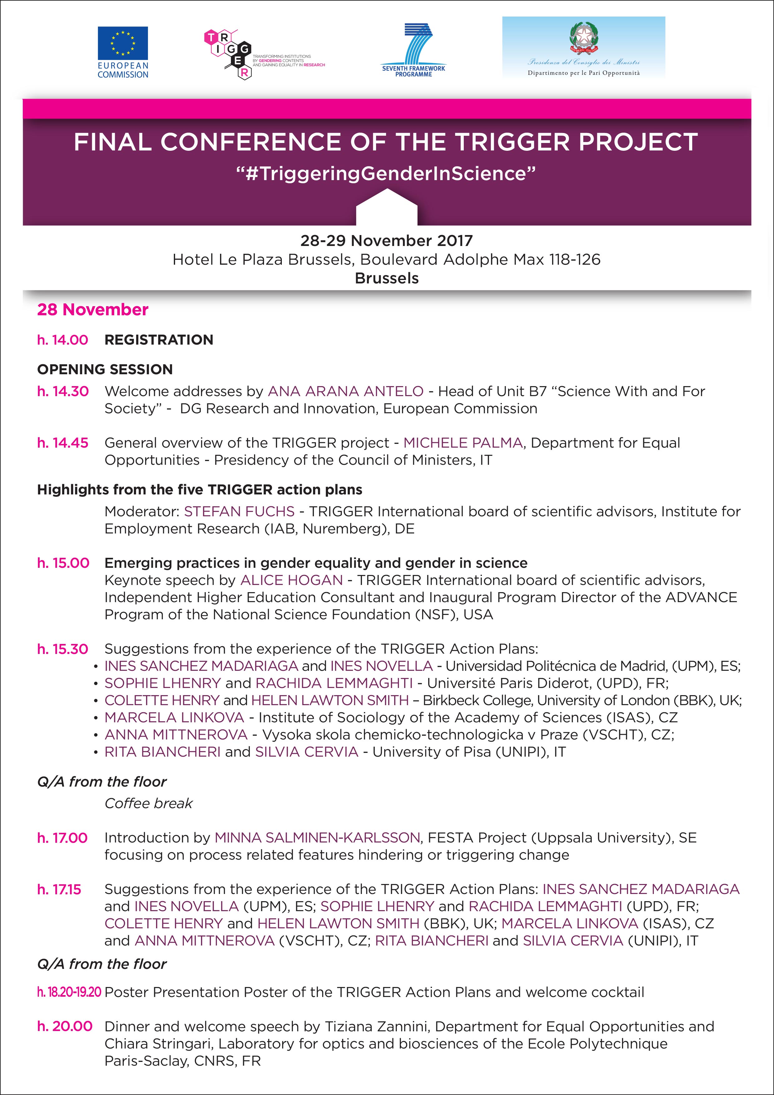 Final Conference of the TRIGGER project “#TriggeringGenderInScience”